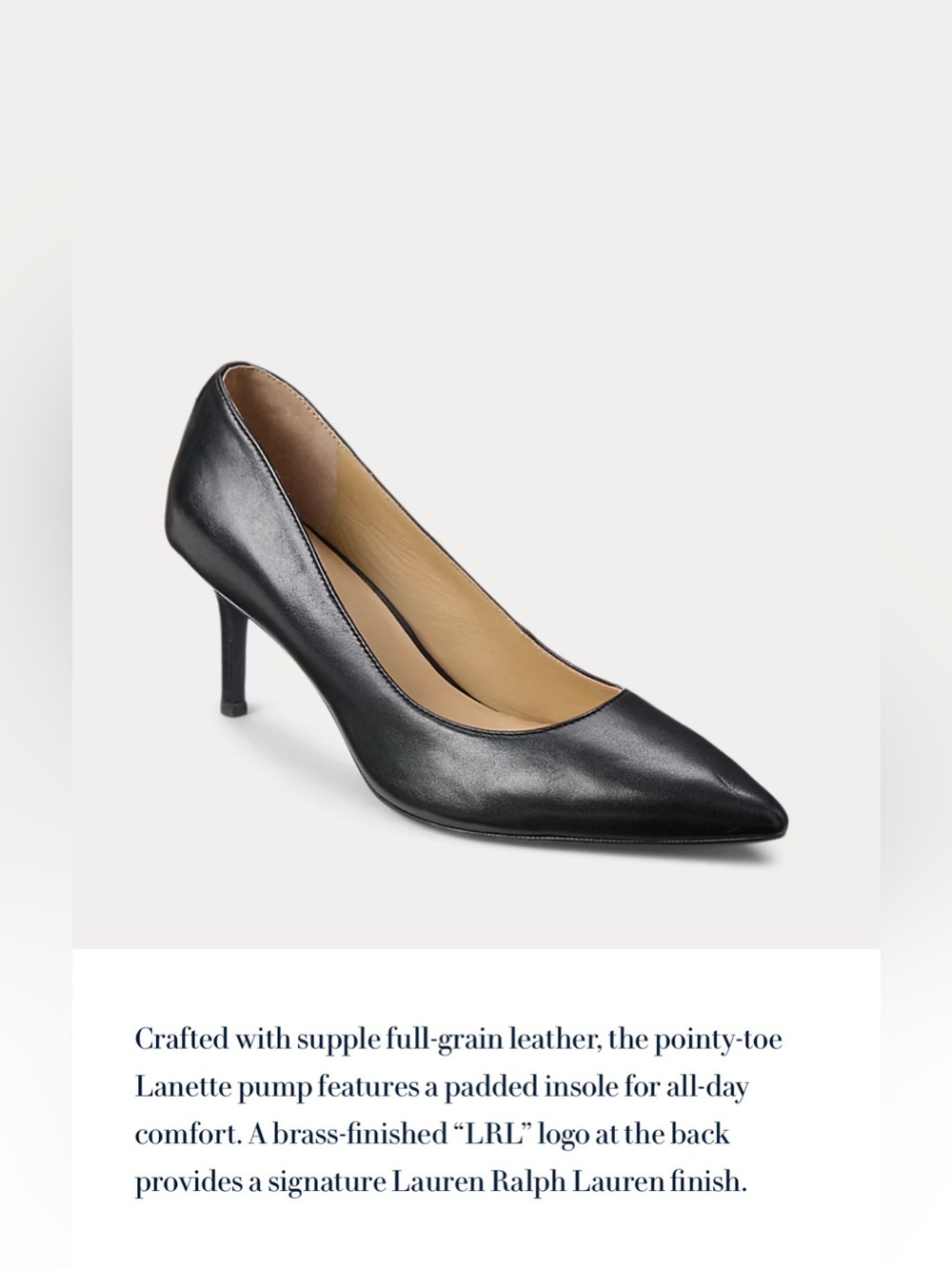Ralph Lauren Black Lanette Pointed Leather Pump